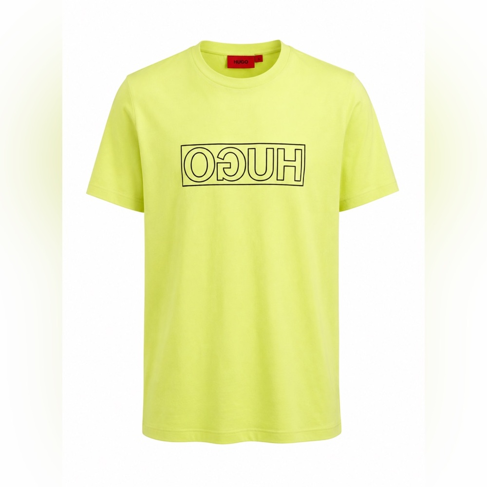 HUGO Neon Yellow Logo Short Sleeve Crew Tee